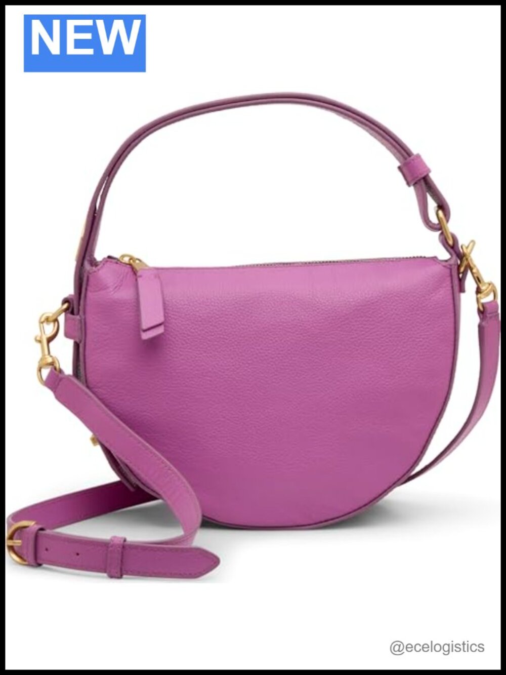 Genuine Leather Hobo Crossbody Bag Magnetic Snap Closure Chain Handle